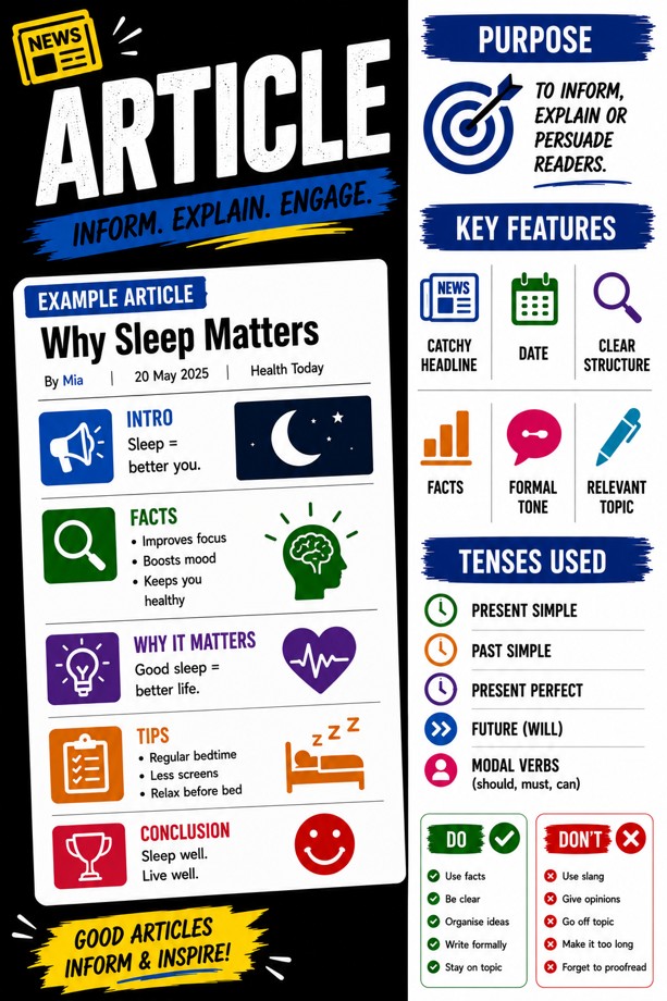 Article Writing Infographic Poster classroom poster