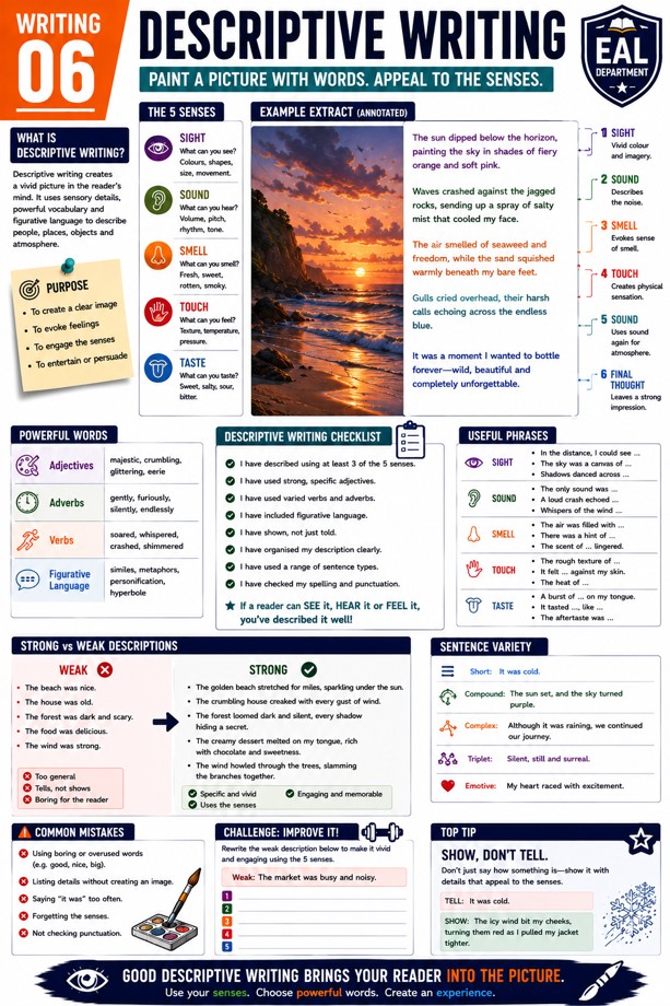 Descriptive Writing Classroom Guide classroom poster