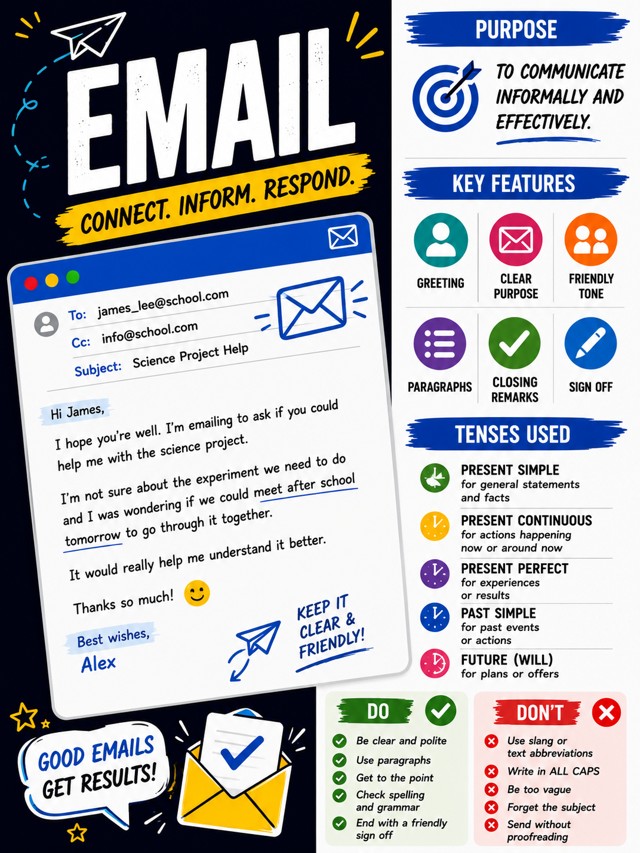Email Writing Tips Infographic classroom poster