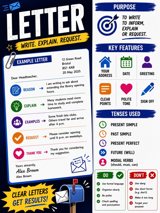 Letter Writing Guide Poster classroom poster