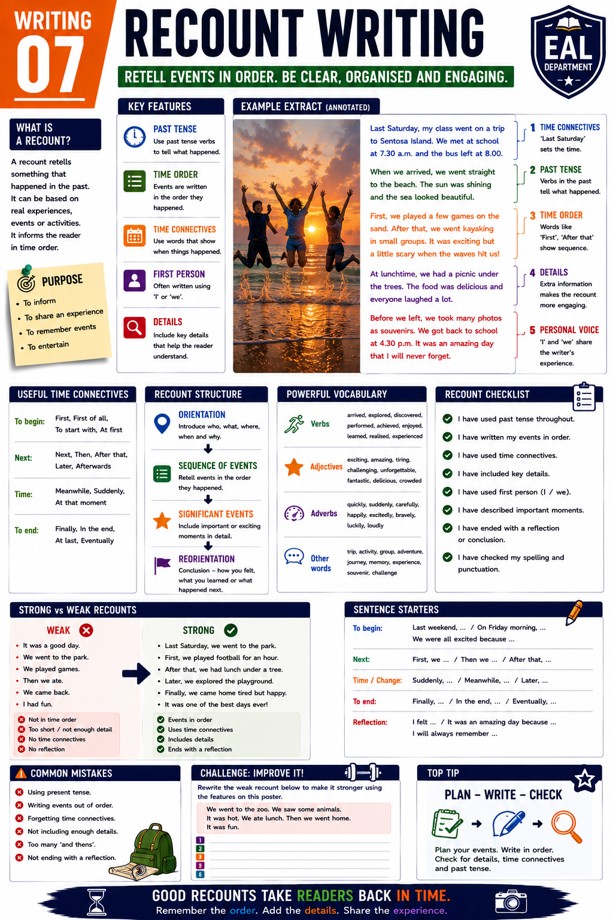 Recount Writing Classroom Poster classroom poster