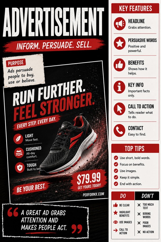 Red and Black Advertisement Infographic classroom poster