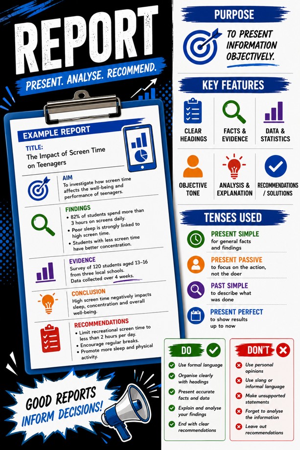 Report Writing Infographic Guide classroom poster
