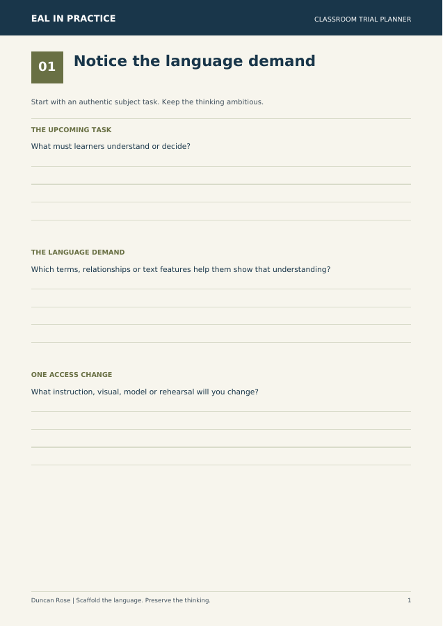 Preview of the classroom trial planning guide